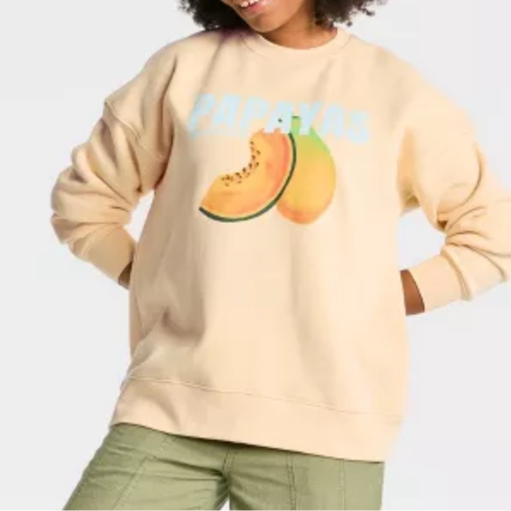 Papayas Graphic Sweater Oversized Pullover Sweatshirt Wild Fable size medium